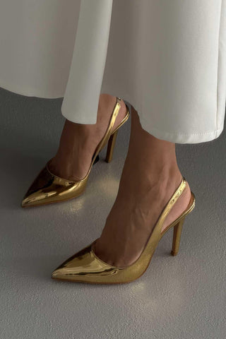 Monica İnce Topuk 10 Cm Gold Stiletto