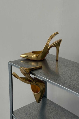 Monica İnce Topuk 10 Cm Gold Stiletto