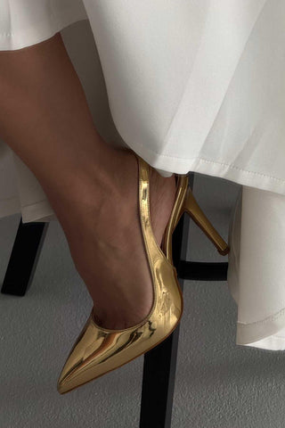 Monica İnce Topuk 10 Cm Gold Stiletto