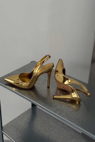 Monica İnce Topuk 10 Cm Gold Stiletto