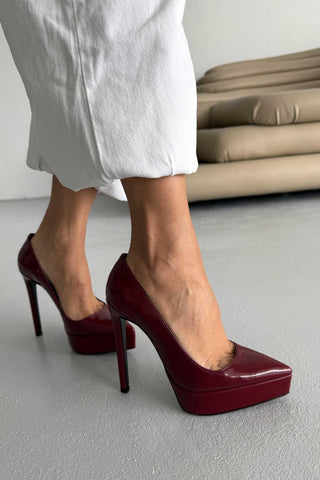 Coax İnce Topuk 13 Cm Cherry Platform