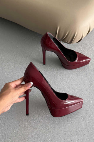 Coax İnce Topuk 13 Cm Cherry Platform