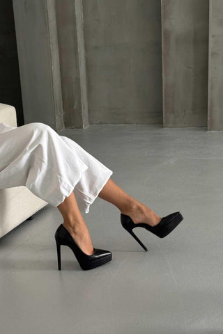 Rex İnce Topuk 13 Cm Siyah Mat Platform