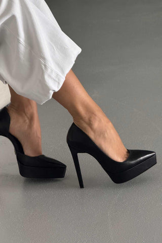 Rex İnce Topuk 13 Cm Siyah Mat Platform