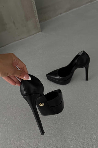 Rex İnce Topuk 13 Cm Siyah Mat Platform