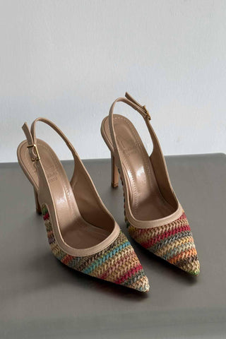 Echo İnce Topuk 10 Cm Renkli Hasır Bej Stiletto