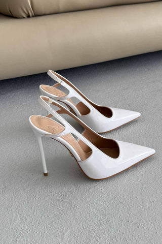 Kindra İnce Topuk 12 Cm Beyaz Rugan Stiletto