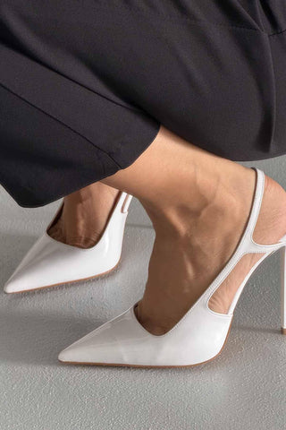 Kindra İnce Topuk 12 Cm Beyaz Rugan Stiletto