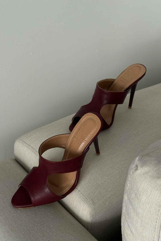 Trey İnce Topuk 10 Cm Bordo Mat Terlik