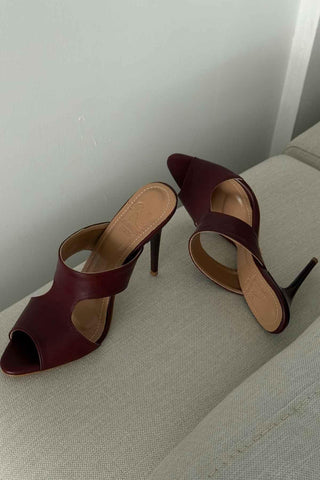 Trey İnce Topuk 10 Cm Bordo Mat Terlik