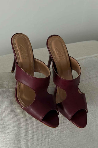 Trey İnce Topuk 10 Cm Bordo Mat Terlik