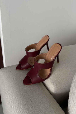 Trey İnce Topuk 10 Cm Bordo Mat Terlik