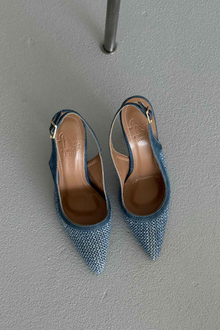 Echo İnce Topuk 10 Cm Kot Hasır Stiletto