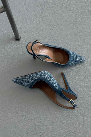 Echo İnce Topuk 10 Cm Kot Hasır Stiletto