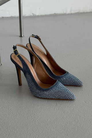 Echo İnce Topuk 10 Cm Kot Hasır Stiletto