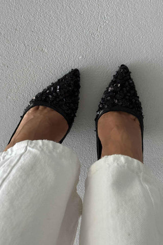 Nico İnce Topuk 10 Cm Siyah Payetli Stiletto