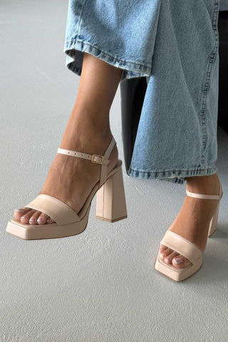 Cora Kalın Topuk 11 Cm Ten Mat Platform