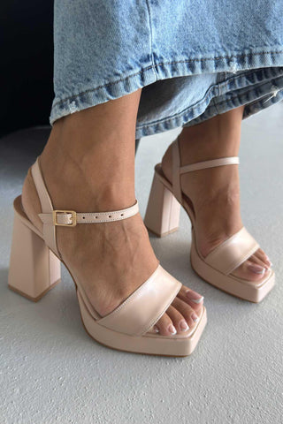 Cora Kalın Topuk 11 Cm Ten Mat Platform