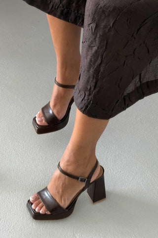 Cora Kalın Topuk 11 Cm Acı Kahve Mat Platform