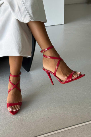 Sarah İnce Topuk 10 Cm Kırmızı Rugan Stiletto