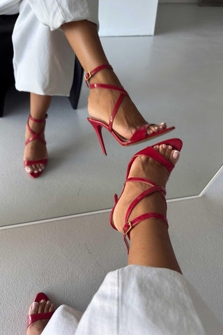 Sarah İnce Topuk 10 Cm Kırmızı Rugan Stiletto