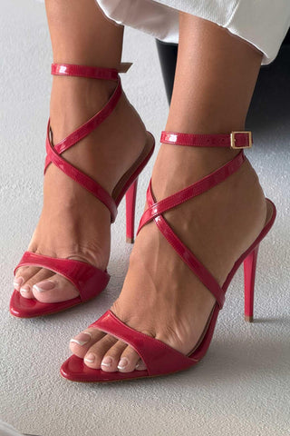 Sarah İnce Topuk 10 Cm Kırmızı Rugan Stiletto