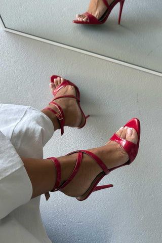 Sarah İnce Topuk 10 Cm Kırmızı Rugan Stiletto
