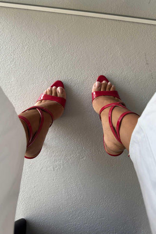 Sarah İnce Topuk 10 Cm Kırmızı Rugan Stiletto