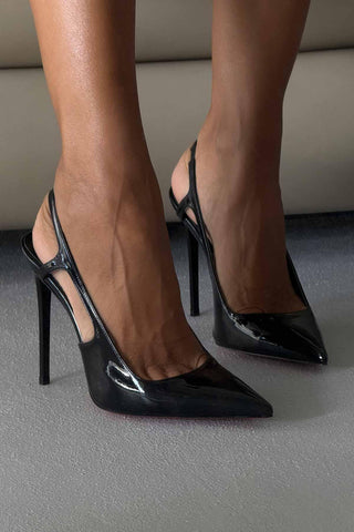 Kindra İnce Topuk 12 Cm Siyah Rugan Stiletto
