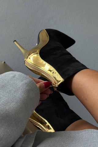 Hayes İnce Topuk 10 Cm Siyah Gold Bot