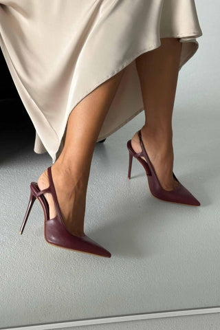Kindra İnce Topuk 12 Cm Bordo Mat Stiletto