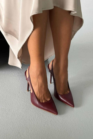 Kindra İnce Topuk 12 Cm Bordo Mat Stiletto