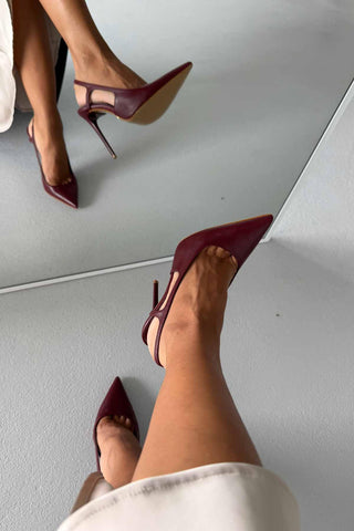 Kindra İnce Topuk 12 Cm Bordo Mat Stiletto