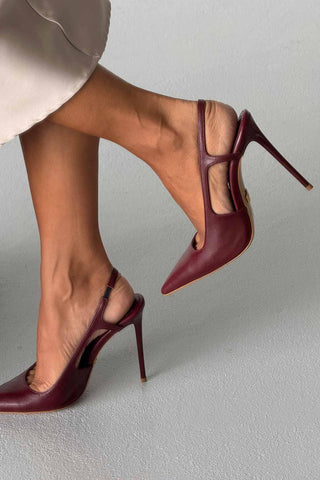 Kindra İnce Topuk 12 Cm Bordo Mat Stiletto