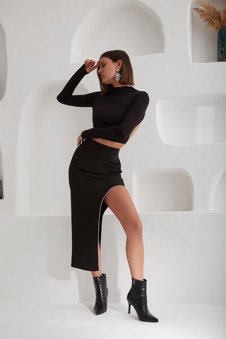 Darker İnce Topuk 8 Cm Siyah Kroko Bot