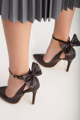 Wizard Papyon Detaylı İnce Topuk 10 Cm Kahverengi Mat Stiletto