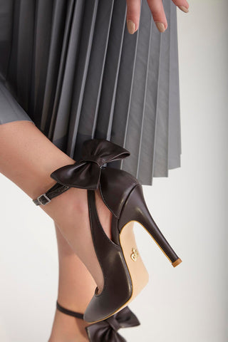Wizard Papyon Detaylı İnce Topuk 10 Cm Kahverengi Mat Stiletto