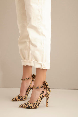 Wizard Papyon Detaylı İnce Topuk 10 Cm Leopar Stiletto