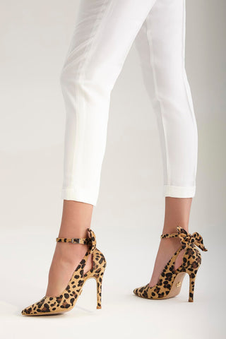 Wizard Papyon Detaylı İnce Topuk 10 Cm Leopar Stiletto