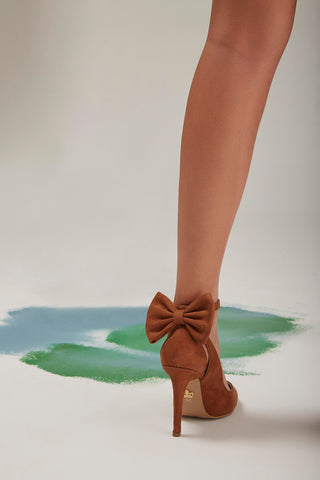 Wizard Papyon Detaylı İnce Topuk 10 Cm Taba Süet Stiletto