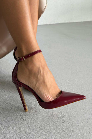 Agnes İnce Topuk 12 Cm Bordo Rugan Stiletto