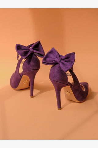 Wizard Papyon Detaylı İnce Topuk 10 Cm Mor Süet Stiletto
