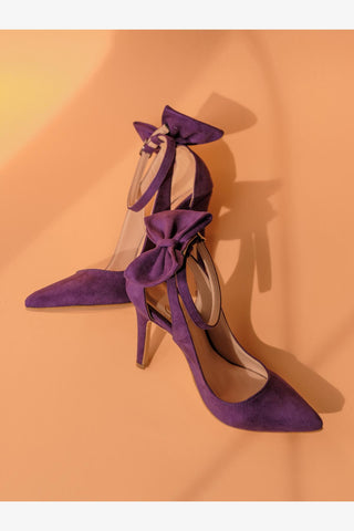 Wizard Papyon Detaylı İnce Topuk 10 Cm Mor Süet Stiletto