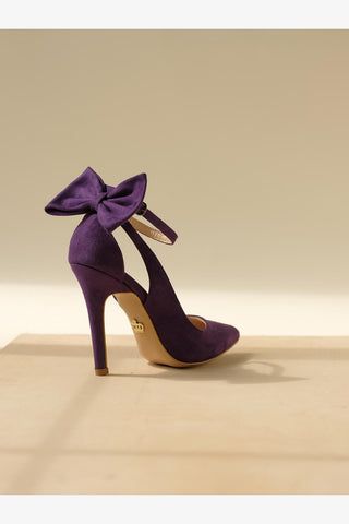 Wizard Papyon Detaylı İnce Topuk 10 Cm Mor Süet Stiletto