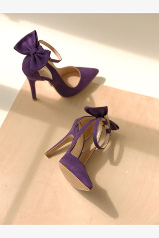 Wizard Papyon Detaylı İnce Topuk 10 Cm Mor Süet Stiletto