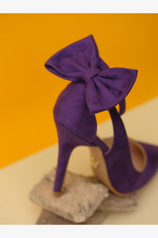 Wizard Papyon Detaylı İnce Topuk 10 Cm Mor Süet Stiletto