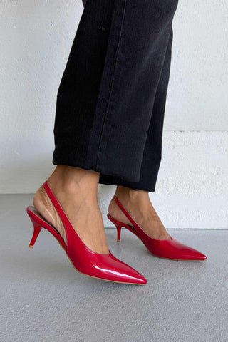 Cosy İnce Topuk 7 Cm Kırmızı Rugan Stiletto