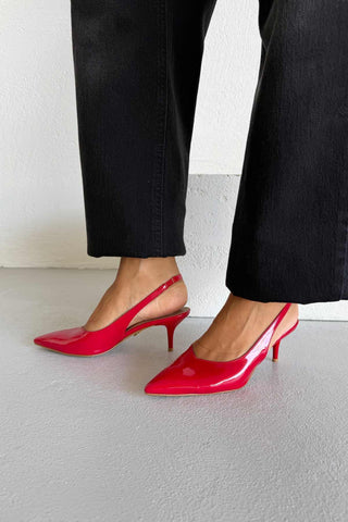 Cosy İnce Topuk 7 Cm Kırmızı Rugan Stiletto