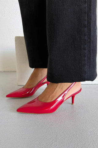 Cosy İnce Topuk 7 Cm Kırmızı Rugan Stiletto