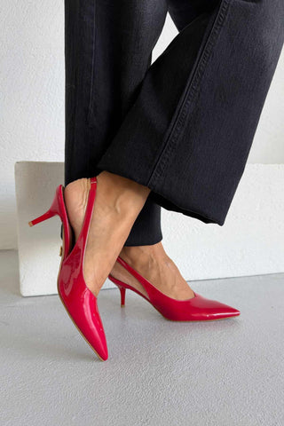 Cosy İnce Topuk 7 Cm Kırmızı Rugan Stiletto